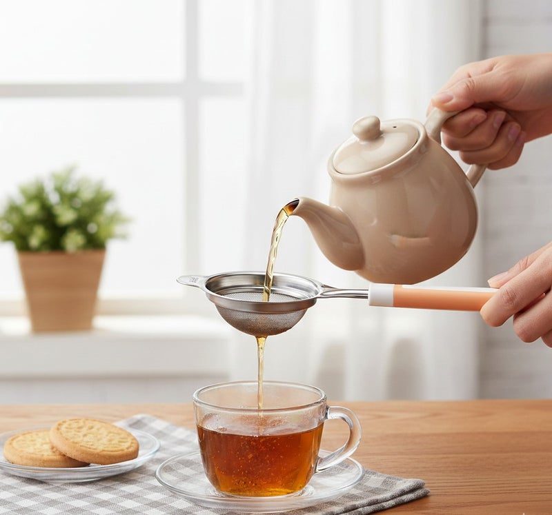 ديسينت ديسنت ستينلس ستيل تي ستراينر ويذ فاين ميش آند هيت ريزِستَنت هاندل | رييوزبل تي فلتر فور لوس تي، هيربس آند سبايسز - Image 4