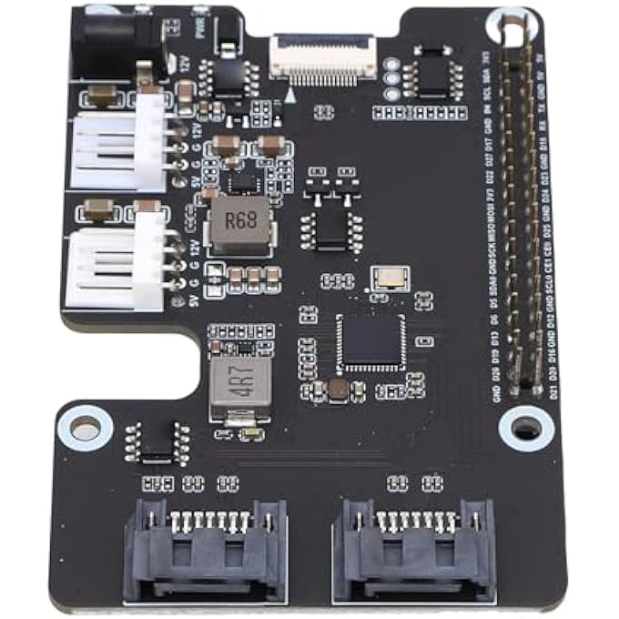 rayihni PCIE TO 2CH SERIAL ATA ADAPTER, REPLACEMENT FOR PI 5 WITH DUAL LED INDICATORS AND EEPROM, SUPPORT SERIAL ATA 3.0 HDD AND PCIE HAT+ STANDARD - Image 1