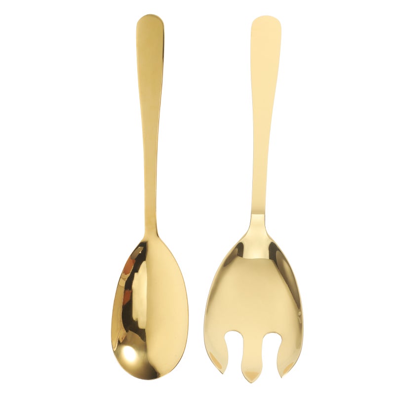 2pcs Stainless Steel Salad Serving Set Salad Fork and Spoon Salad Fork Salad Mixing Dinner Spoon Kitchen Cooking Utensil for Food - Image 1