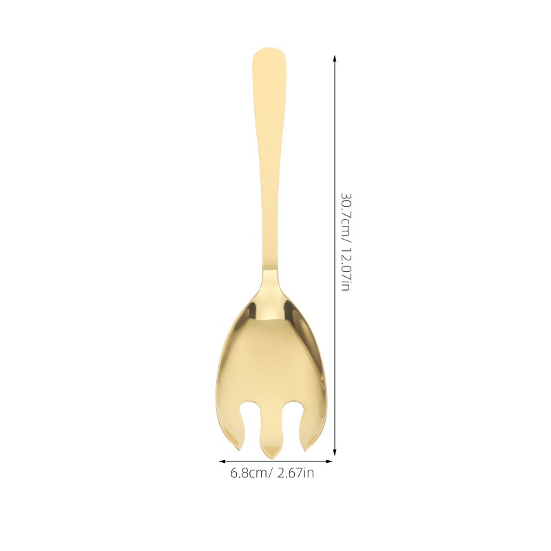 2pcs Stainless Steel Salad Serving Set Salad Fork and Spoon Salad Fork Salad Mixing Dinner Spoon Kitchen Cooking Utensil for Food - Image 4