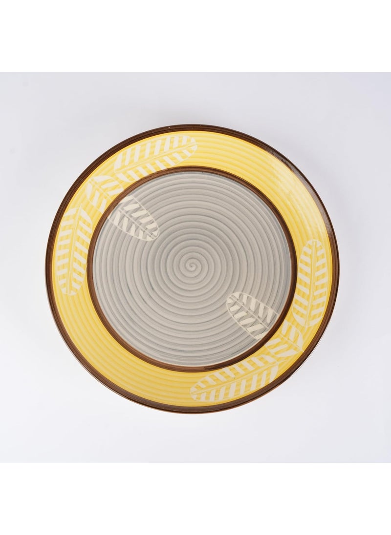 Caffeine Caffeine Ceramic Handmade Yellow Leaf Print Dinner Plates 10 inch Set of 2 Ceramic Plates for Dinner (Microwave & Dishwasher)  - Image 4