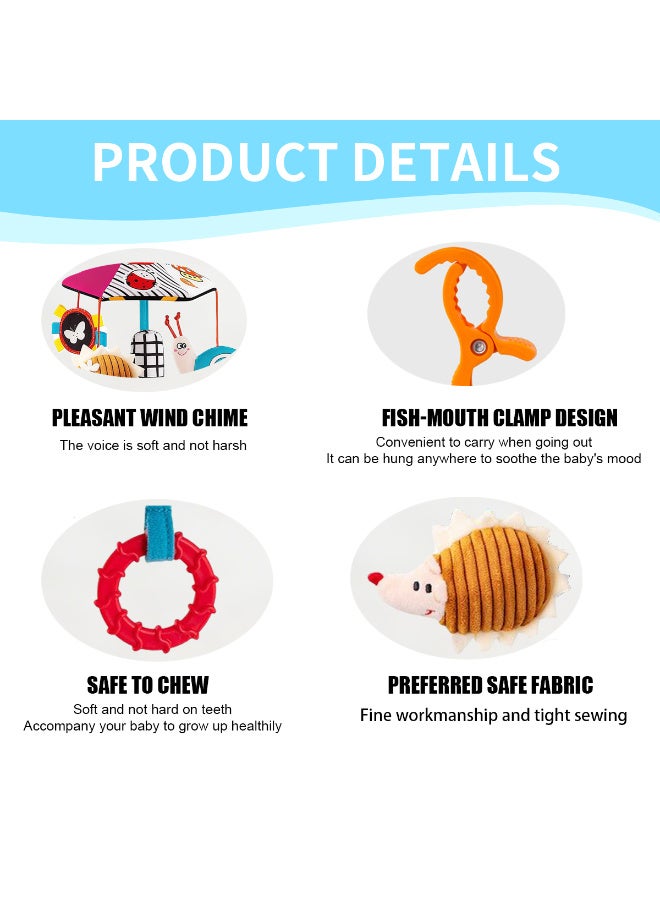 Mejora Baby Stroller Hanger, Wind Chime, Newborn Bed Bell, Bed Hanger, Soothing and Educational Rattle, Umbrella,Car Hang Bed Bell Toy,Parachute - Hedgehog - Image 3