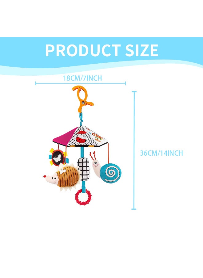 Mejora Baby Stroller Hanger, Wind Chime, Newborn Bed Bell, Bed Hanger, Soothing and Educational Rattle, Umbrella,Car Hang Bed Bell Toy,Parachute - Hedgehog - Image 2