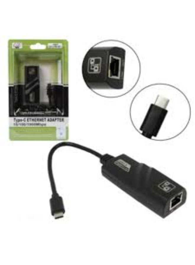 محول USB 3.0 من النوع C إلى إيثرنت (10/100/1000 ميجابت في الثانية، محول شبكة محلية RJ45) - Image 1