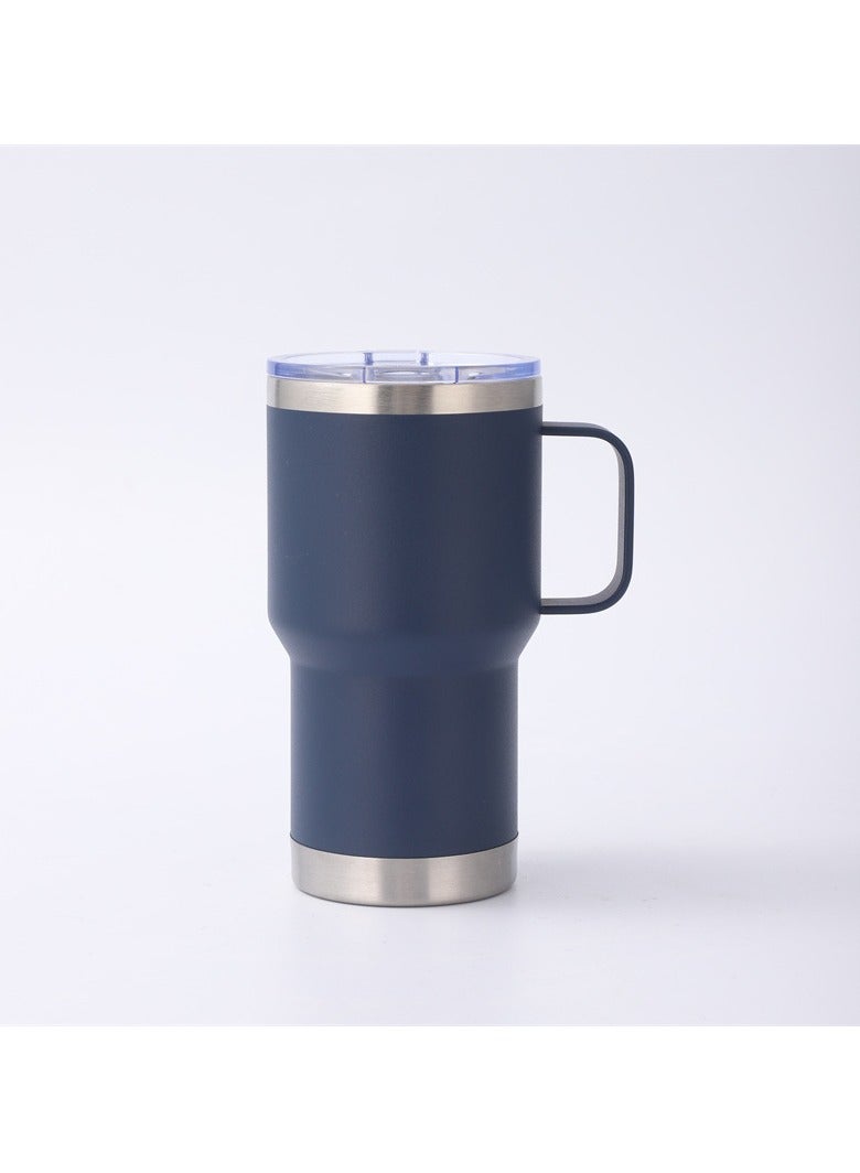 زد 30oz Car Cup Household thickened handle Large capacity Ice Bullion Cup 304 stainless steel vacuum vacuum cup navy blue 
