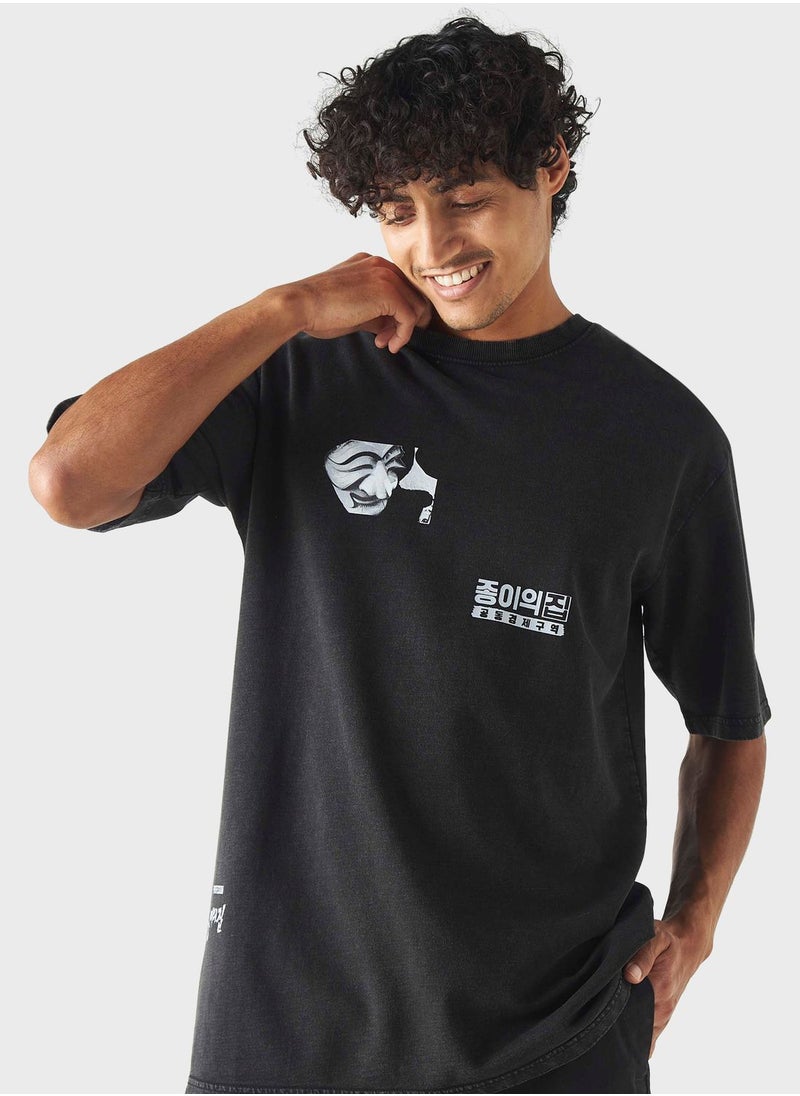 SP Characters Money Heist Print Crew Neck T-Shirt  - Image 1