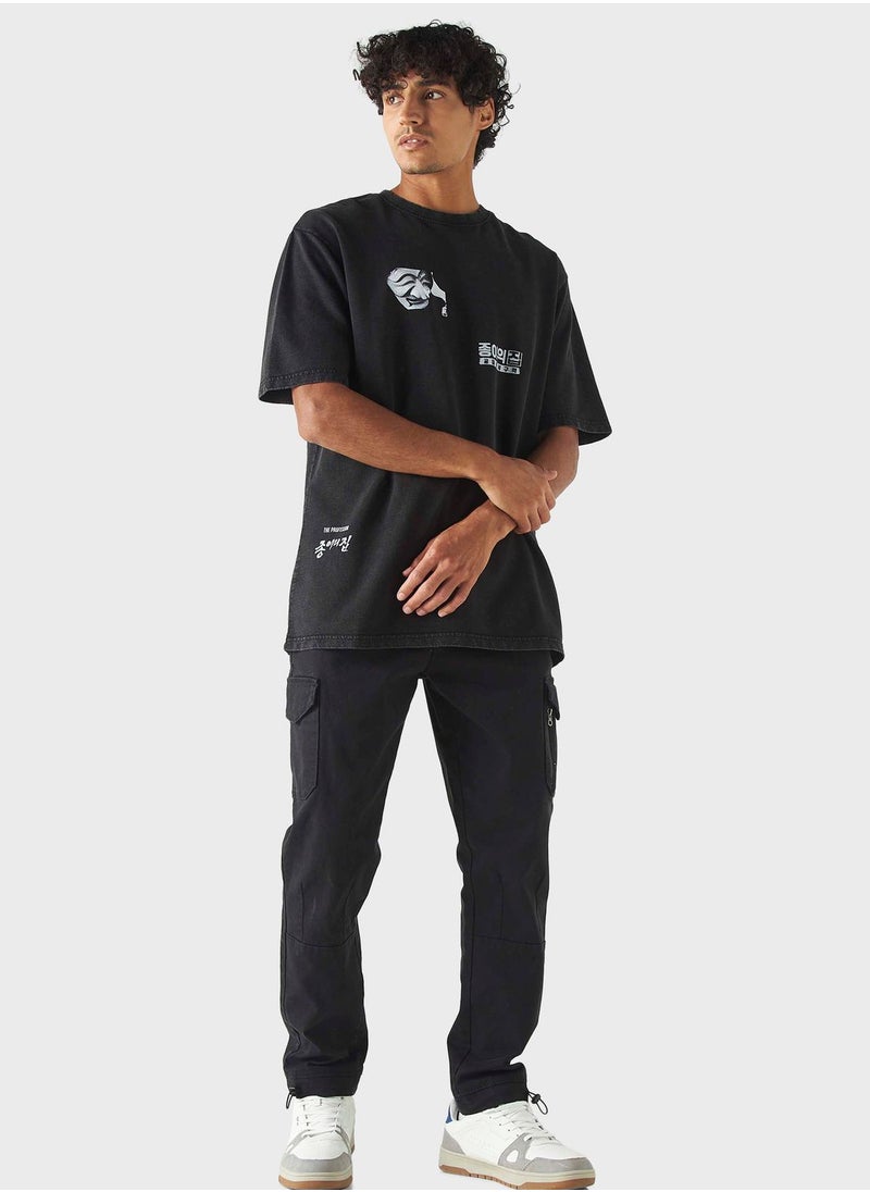 SP Characters Money Heist Print Crew Neck T-Shirt  - Image 4