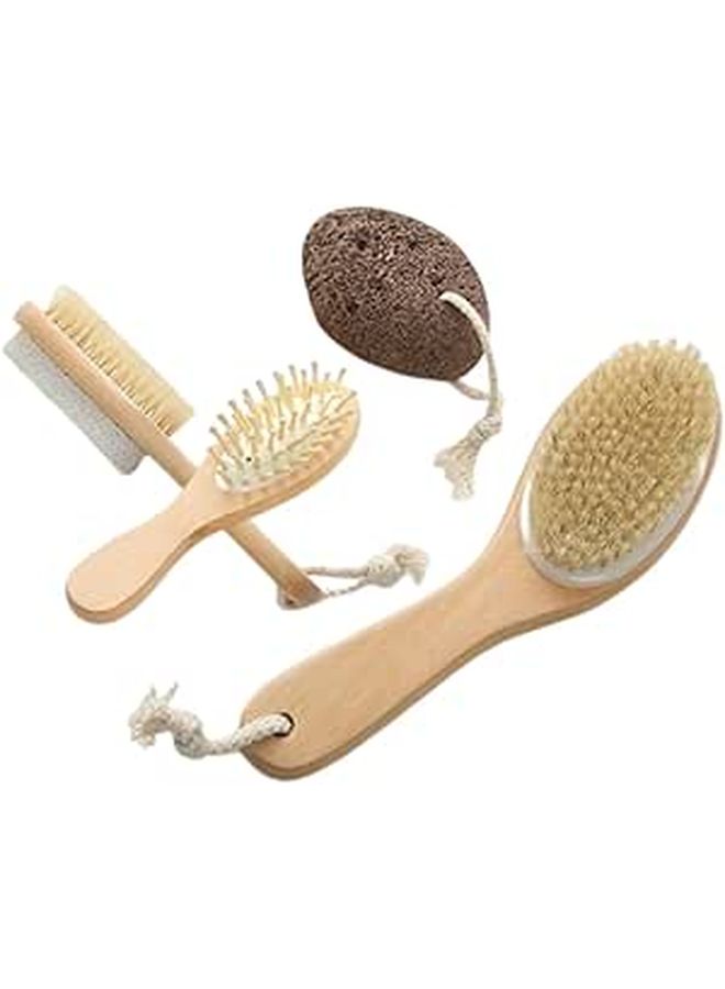 Long Handle Body Brush Set With Exfoliating Stone For Deep Skin Cleaning And Circulation - Image 1