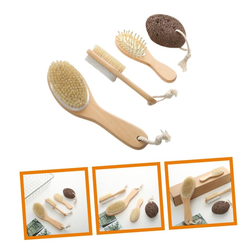 Long Handle Body Brush Set With Exfoliating Stone For Deep Skin Cleaning And Circulation - Image 5