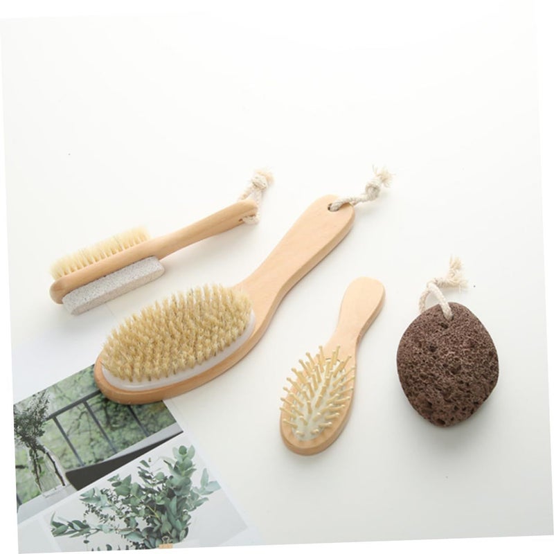 Long Handle Body Brush Set With Exfoliating Stone For Deep Skin Cleaning And Circulation - Image 4