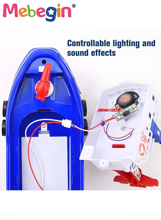 MEBEGIN Electric Marine Fireboat Toy, Bath Pool Boat Float with Water Sprinkler, Colorful Ship Toy with Lights Sound Gift for Children Above 3 Years Old(Batteries Not Included)  - Image 4