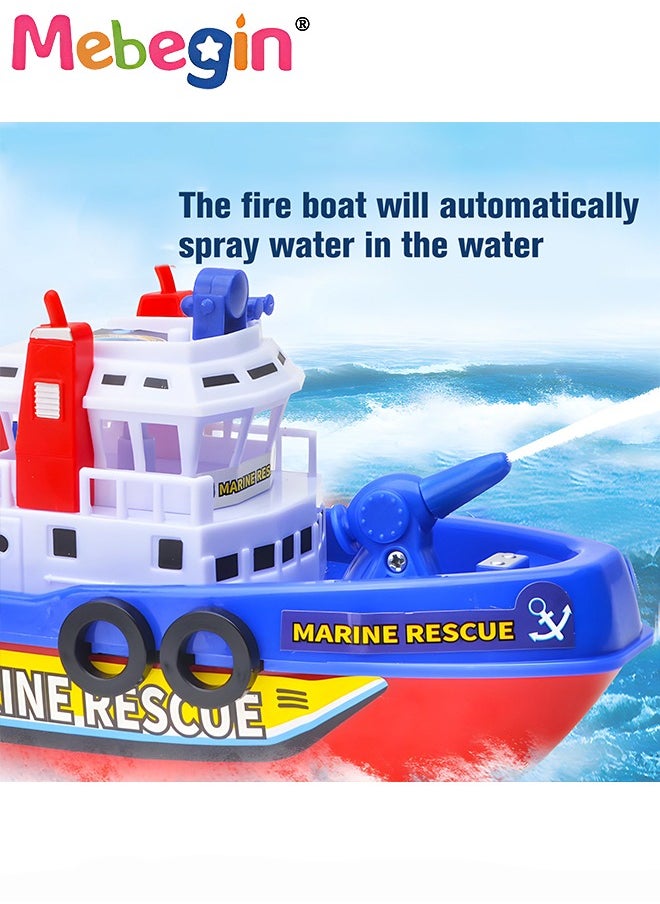 MEBEGIN Electric Marine Fireboat Toy, Bath Pool Boat Float with Water Sprinkler, Colorful Ship Toy with Lights Sound Gift for Children Above 3 Years Old(Batteries Not Included)  - Image 3