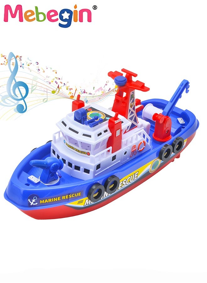 MEBEGIN Electric Marine Fireboat Toy, Bath Pool Boat Float with Water Sprinkler, Colorful Ship Toy with Lights Sound Gift for Children Above 3 Years Old(Batteries Not Included)  - Image 1