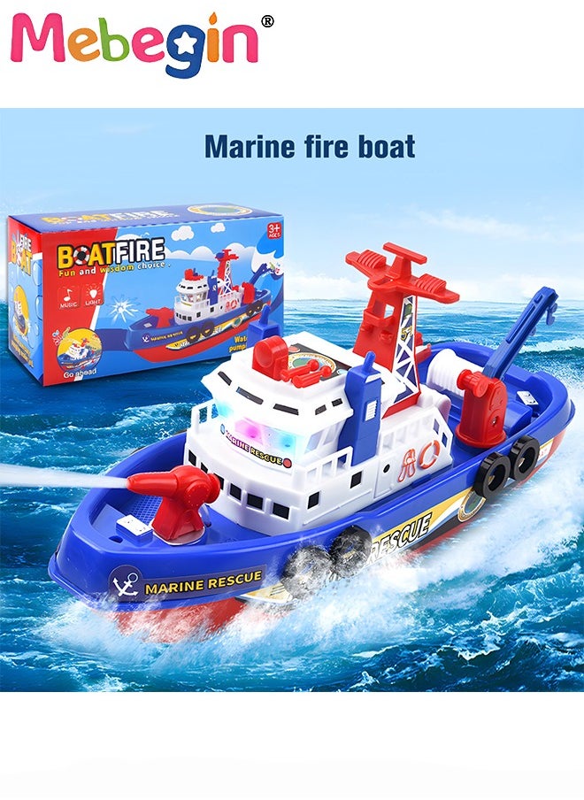MEBEGIN Electric Marine Fireboat Toy, Bath Pool Boat Float with Water Sprinkler, Colorful Ship Toy with Lights Sound Gift for Children Above 3 Years Old(Batteries Not Included)  - Image 5