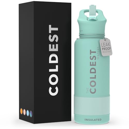 THE COLDEST WATER Coldest Insulated Water Bottle with Straw Lid - Stainless Steel Metal Insulated Bottle for Men & Women (Oceanic Green, 32 oz) - Image 1