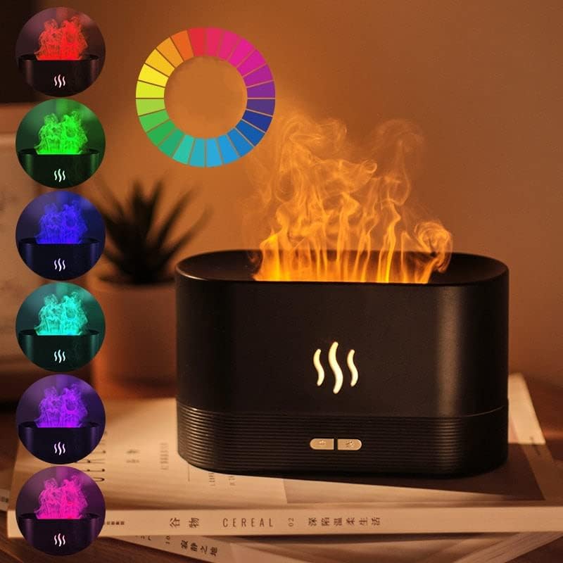 Harions 7 Color Flame Diffuser HumidifierAuto Off 180Ml Essential Oil Diffuser For HomeOfficeSpaGym with AutoOff Protection WHITE - Image 2