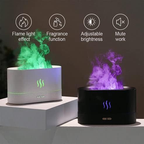 Harions 7 Color Flame Diffuser HumidifierAuto Off 180Ml Essential Oil Diffuser For HomeOfficeSpaGym with AutoOff Protection WHITE - Image 5