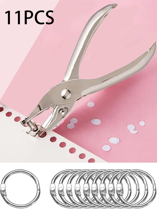 KANGLI 1 Pcs Single Hole Paper Punch Chrome，10 Pcs Loose Leaf Binder Rings 20mm - Image 1