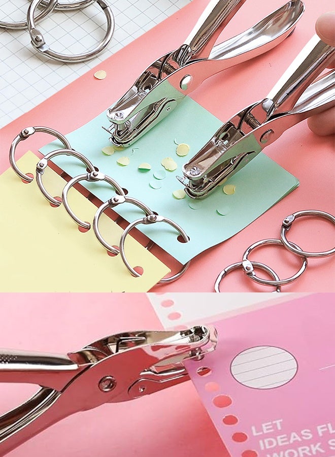 KANGLI 1 Pcs Single Hole Paper Punch Chrome，10 Pcs Loose Leaf Binder Rings 20mm - Image 2