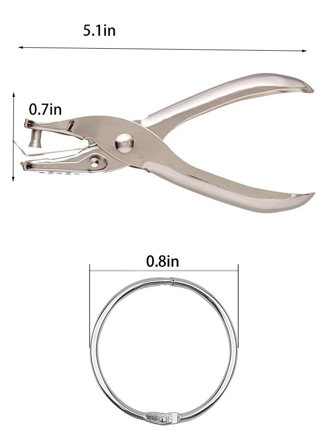 KANGLI 1 Pcs Single Hole Paper Punch Chrome，10 Pcs Loose Leaf Binder Rings 20mm - Image 5
