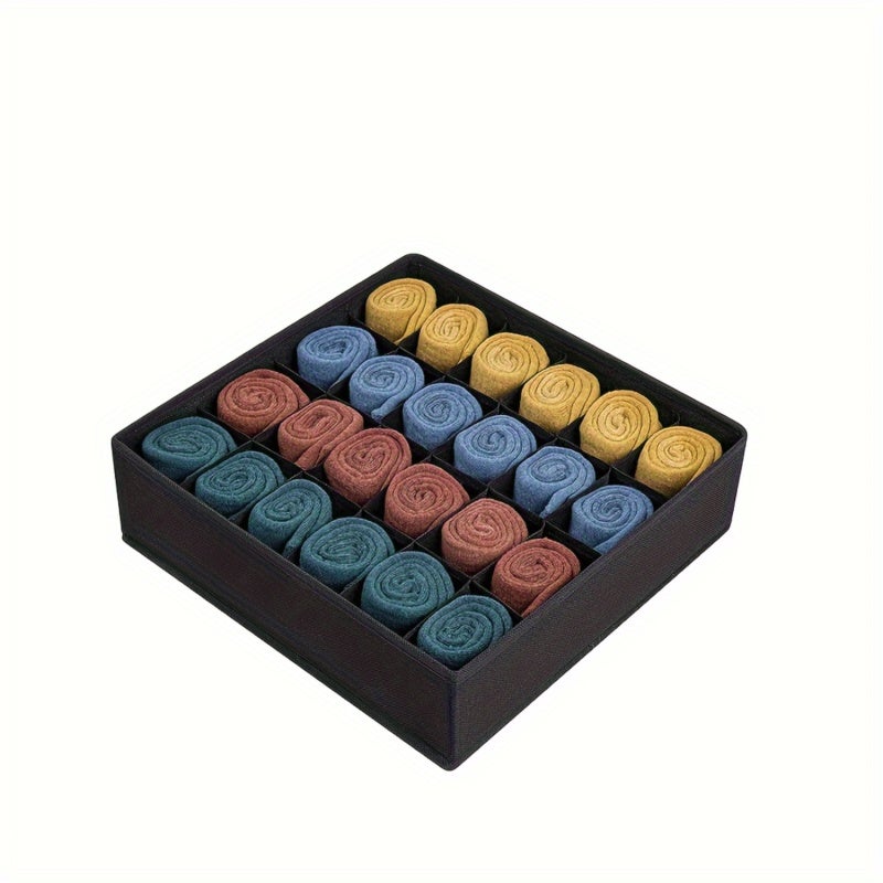 Sock Drawer Organizer: 24 Cell Gray Fabric Collapsible Underwear Organizer - Flexible 1/2 Pack Options Drawer Divider for Home Closet Dresser Drawer Storage - Image 4