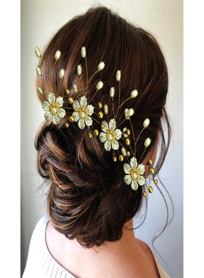 Ansh Attractive Artificial Metal Hair Pins | Gold Stone with Surrounded Flower & Pearls Clips/Juda Pins | Hair Accessories for Women & Girls (Combo Pack of 2209 & 2212) - Image 3
