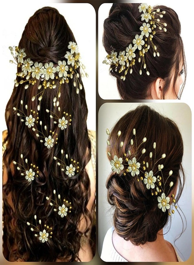 Ansh Attractive Artificial Metal Hair Pins | Gold Stone with Surrounded Flower & Pearls Clips/Juda Pins | Hair Accessories for Women & Girls (Combo Pack of 2209 & 2212) - Image 4