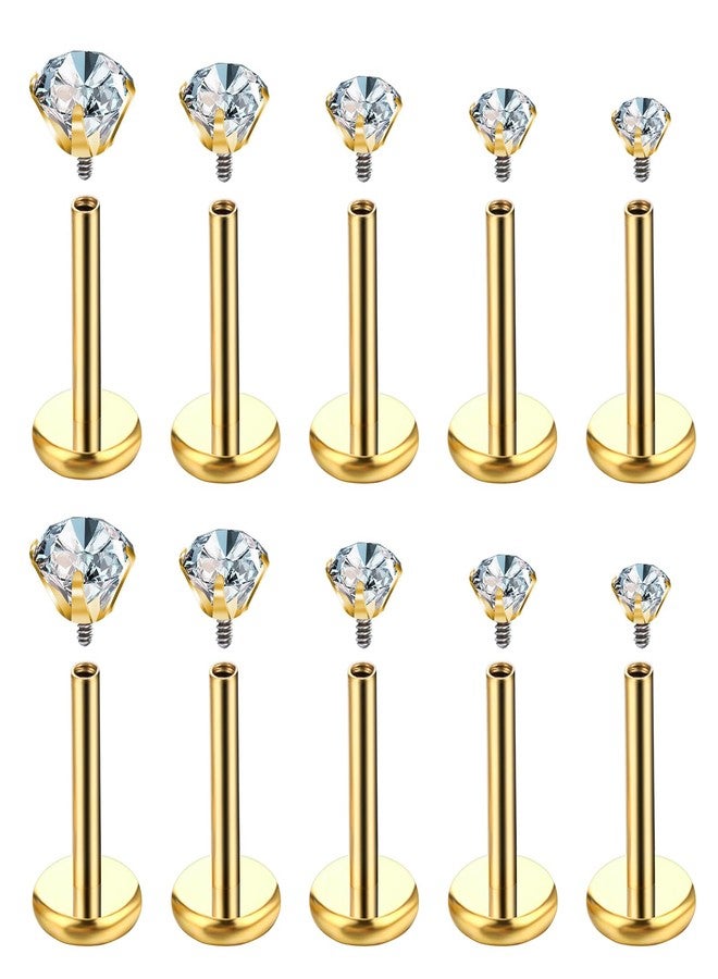 Telooco Gold Labret Jewelry 18G Medusa Piercing Jewelry Stainless Steel Nose Rings Studs Internally Threaded Lip Rings - Image 1