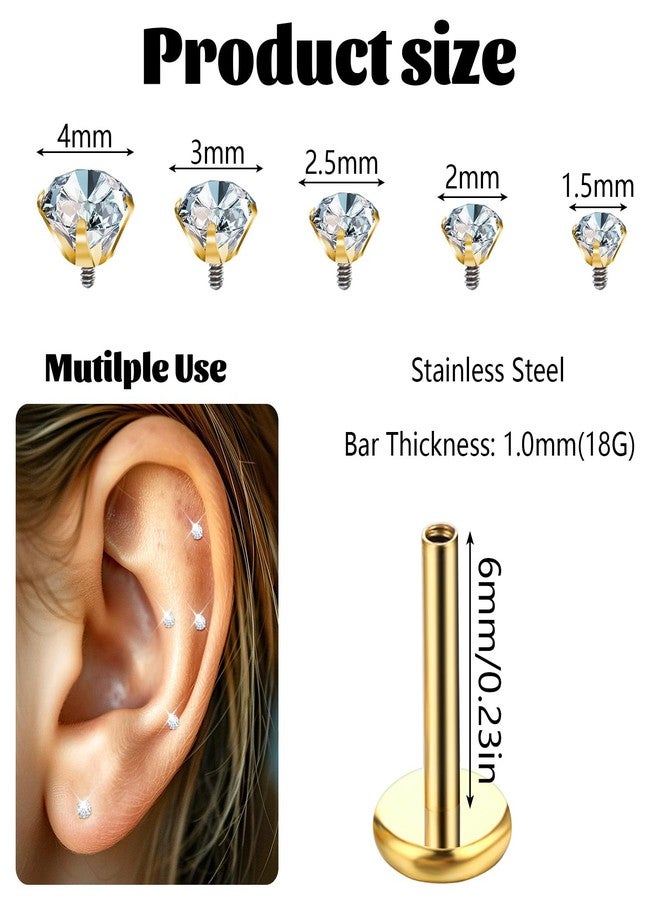 Telooco Gold Labret Jewelry 18G Medusa Piercing Jewelry Stainless Steel Nose Rings Studs Internally Threaded Lip Rings - Image 2