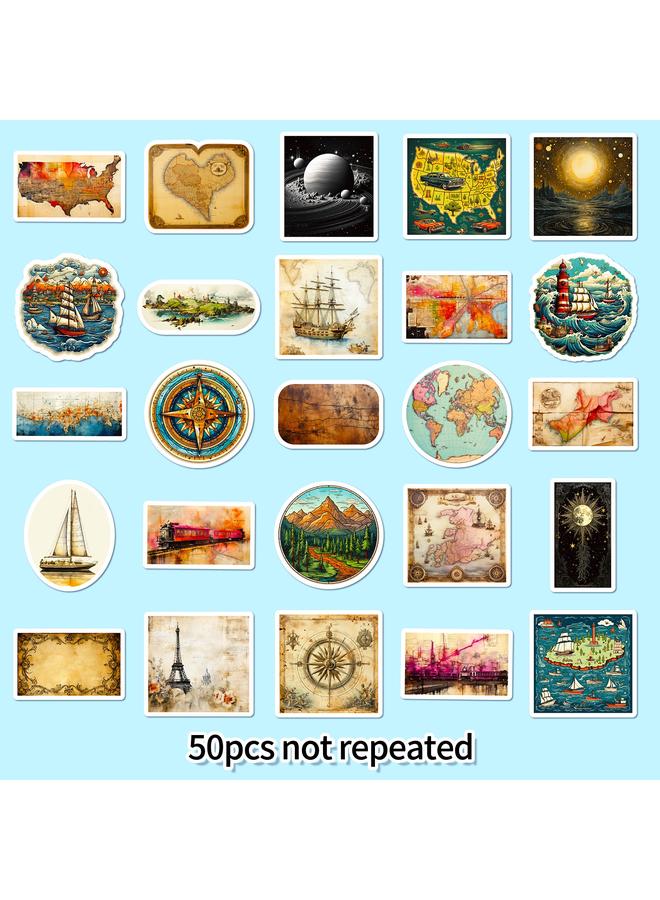 الأزرق جي دبليو بيع 50 ملصق خريطة العالم الكتابة على الجدران حقيبة الكمبيوتر المحمول القيثارة القرطاسية DIY ملصق مقاوم للماء - Image 4