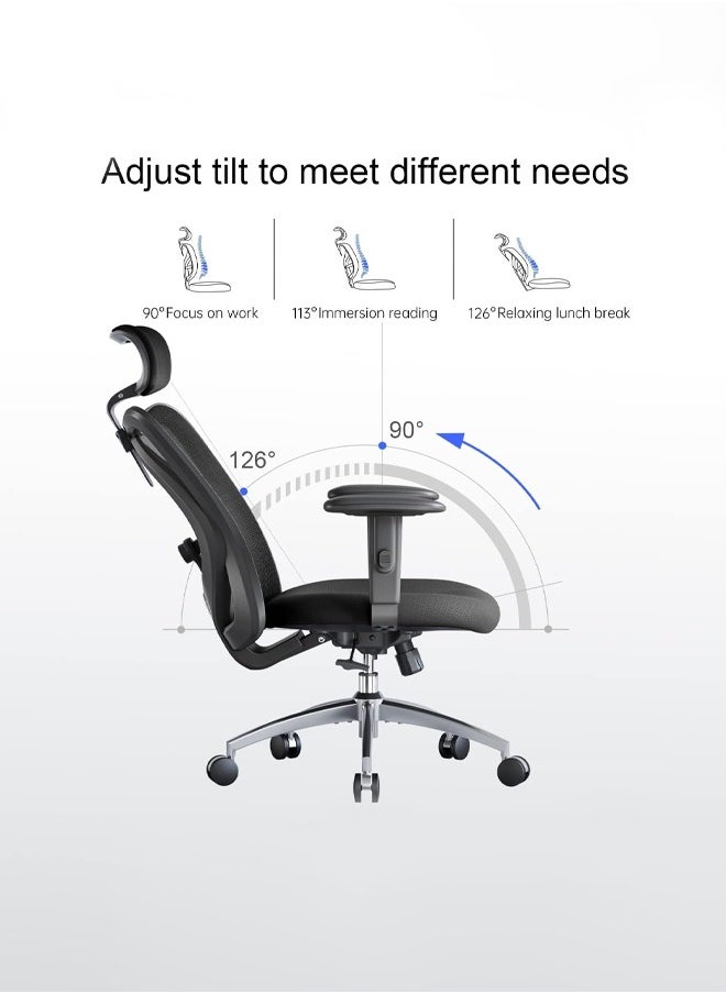 SIHOO - SIHOO M18 Gaming Ergonomic Office,Big and Tall Office Chair, 2D Headrest with Adjustable Armrest Lumbar Support and Wheels Swivel Tilt Function,Computer desk Chair (Black) - Image 1
