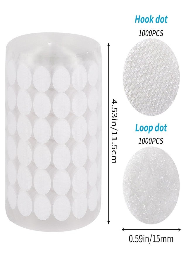 WXBOOM Self Adhesive Dots 2000pcs (1000 Pairs) 0.59" Diameter White Hook & Loop Dots Waterproof Sticky Back Nylon for School Classroom Office Home 15mm - Image 2