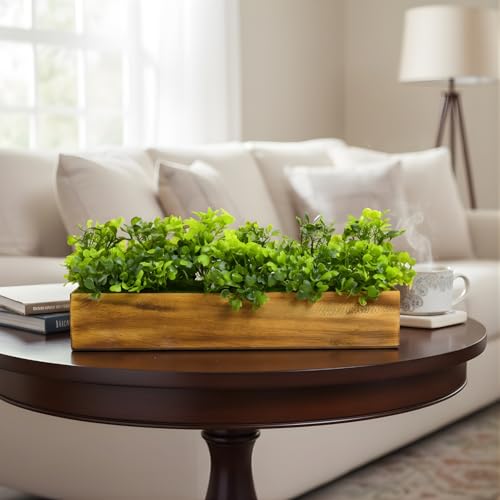 fancymart Artificial Gardenia Plant Bunch in Wood Planter, Home and Office Decor Plants for Decoration, Realistic Green Decorative for Interior, Living Room, Office Desk -8135 - Image 2