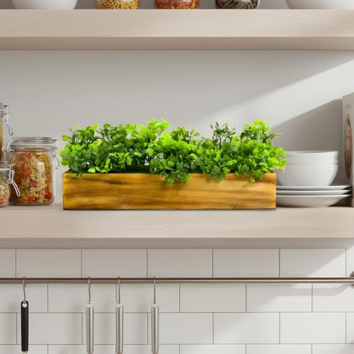 fancymart Artificial Gardenia Plant Bunch in Wood Planter, Home and Office Decor Plants for Decoration, Realistic Green Decorative for Interior, Living Room, Office Desk -8135 - Image 4