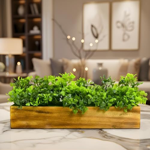 fancymart Artificial Gardenia Plant Bunch in Wood Planter, Home and Office Decor Plants for Decoration, Realistic Green Decorative for Interior, Living Room, Office Desk -8135 - Image 3