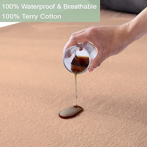AVI Cotton Feel Terry Soft Waterproof Bed Mattress Protector Super King Size 84x78 inch | Breathable Elastic Fitted Mattresses Cover for Super King Size Bed (7x6.5 ft, Beige, Fit On 2-10 Inch) - Image 2