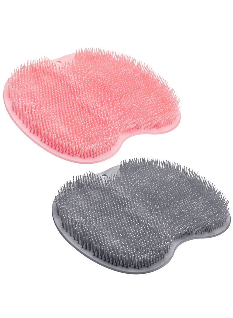 أونليماي فقط عبوة من قطعتين من وسادات تنظيف القدمين للاستحمام وغسالة الظهر ووسادة غسيل مقشرة للاستحمام مثبتة على الحائط مع أكواب شفط للاستخدام في التنظيف للرجال والنساء - Image 2