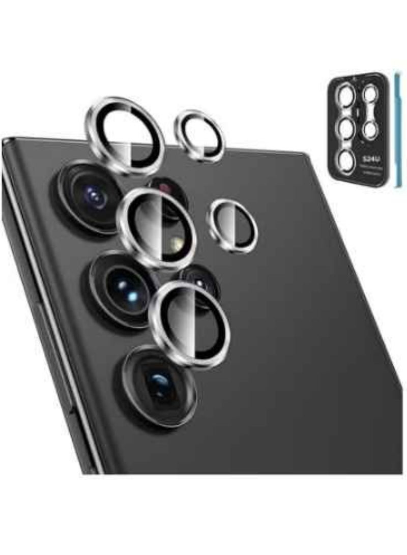ELTRAZONE (3+2PCS) for Samsung Galaxy S24 Ultra 5G Camera Lens Protector, 9H Tempered Glass Camera Cover Screen Protector Metal Individual Ring [Installation Tray][Removal tool][Case Friendly] (Black) - Image 1