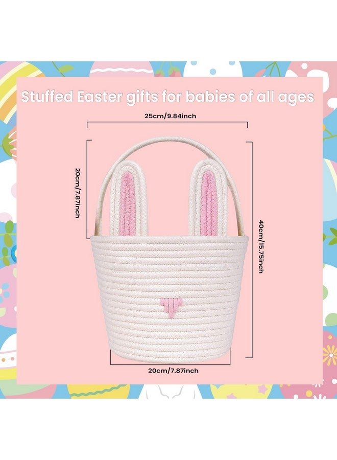 LDFDRT Easter Basket for kids Empty Bunny Egg Baskets With Handle And Ears Easter Gifts Cute Woven Basket (pink) - Image 4