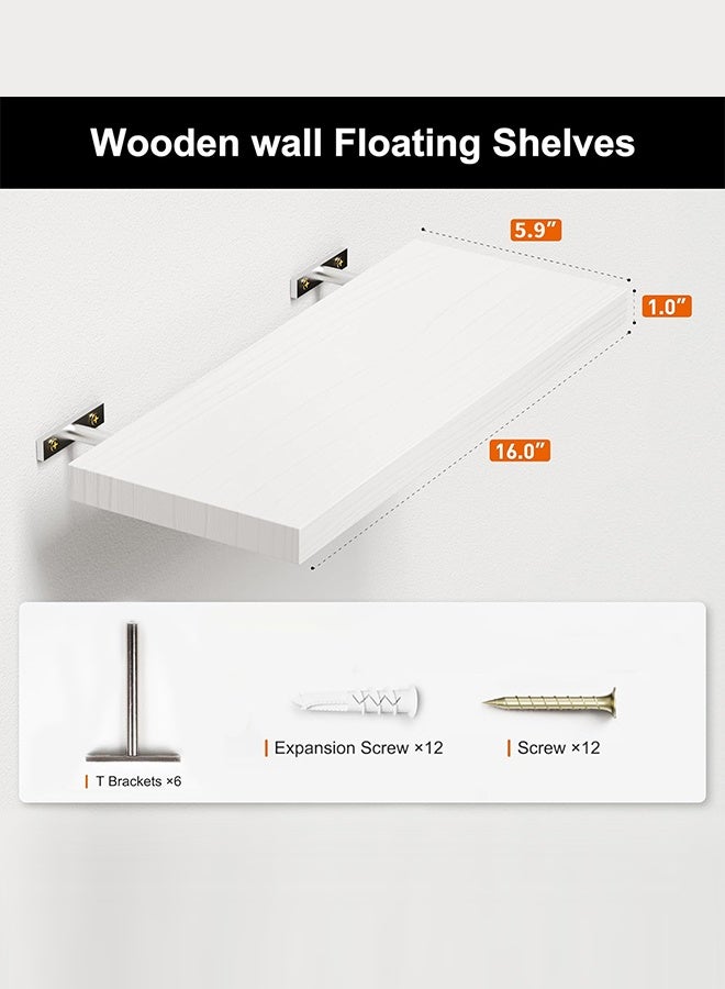 Gaayou Wood Floating Shelves 3 Pcs, Wall Mounted Storage Rack, Wall Shelves for Living Room Bedroom Bathroom Kitchen Decor - Image 2