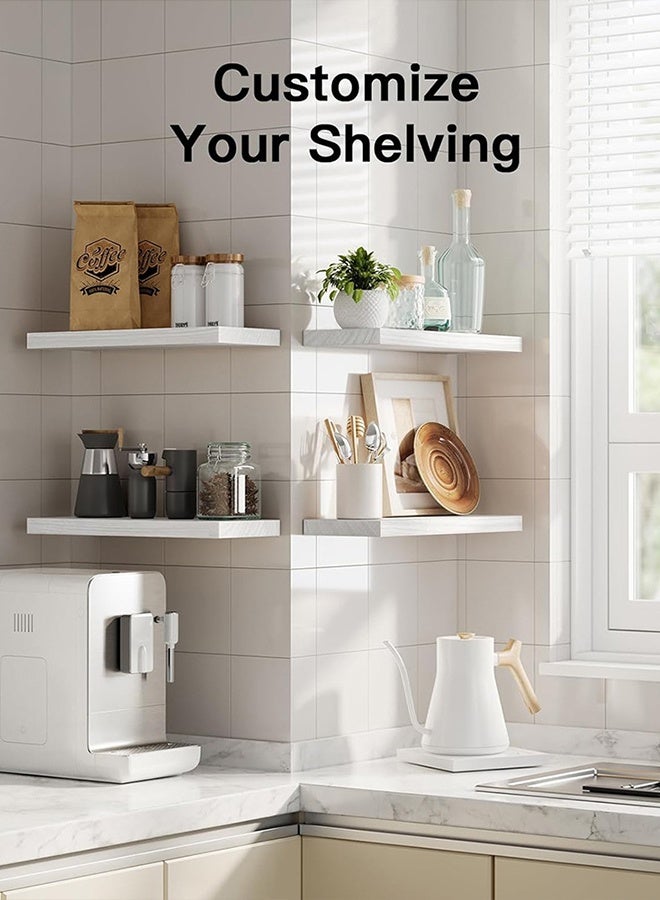 Gaayou Wood Floating Shelves 3 Pcs, Wall Mounted Storage Rack, Wall Shelves for Living Room Bedroom Bathroom Kitchen Decor - Image 3