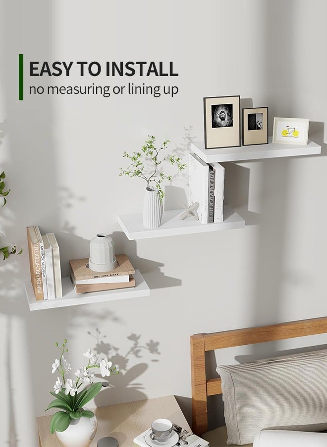 Gaayou Wood Floating Shelves 3 Pcs, Wall Mounted Storage Rack, Wall Shelves for Living Room Bedroom Bathroom Kitchen Decor - Image 5