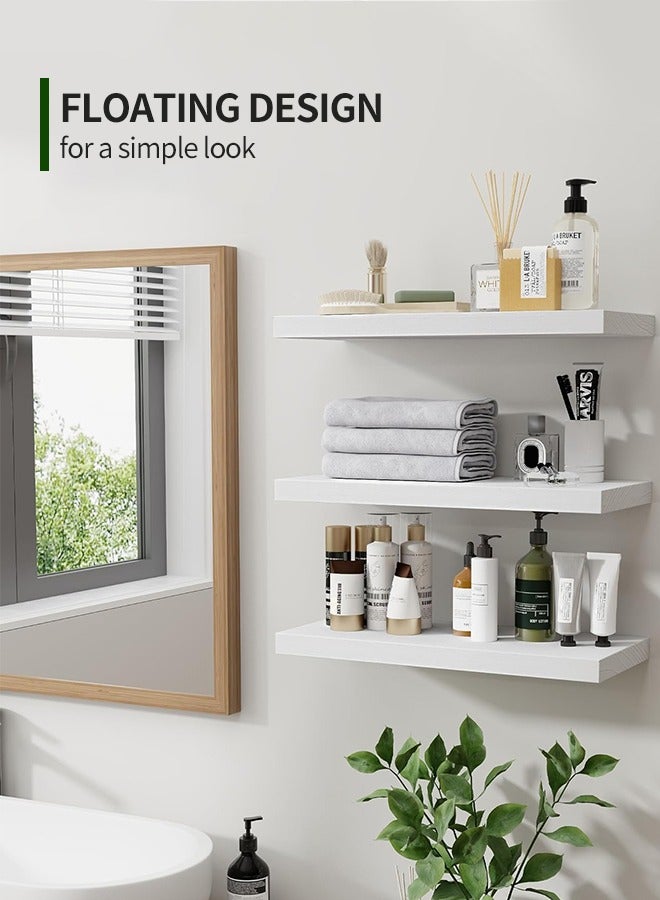 Gaayou Wood Floating Shelves 3 Pcs, Wall Mounted Storage Rack, Wall Shelves for Living Room Bedroom Bathroom Kitchen Decor - Image 4