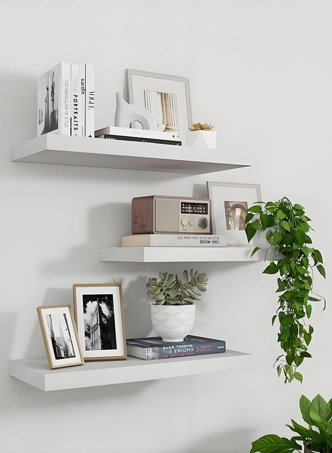 Gaayou Wood Floating Shelves 3 Pcs, Wall Mounted Storage Rack, Wall Shelves for Living Room Bedroom Bathroom Kitchen Decor - Image 1