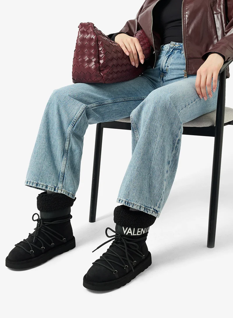 VALENTINO BY MARIO VALENTINO  Fur Detail Logo Ankle Snow Boots for Women | Best Price UAE