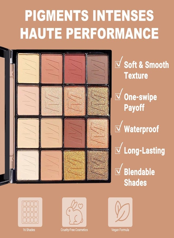 RoseFlower 16 Colors Brown Eyeshadow Palette, Brown Eyeshadow with Metallic and Matte Finishes, High-Pigment Eye Makeup Pallet with a Long-Wearing Formula, Eyeshadow Pallet for Halloween Parties Christmas - Image 2