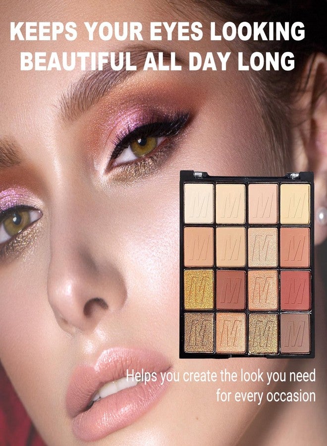 RoseFlower 16 Colors Brown Eyeshadow Palette, Brown Eyeshadow with Metallic and Matte Finishes, High-Pigment Eye Makeup Pallet with a Long-Wearing Formula, Eyeshadow Pallet for Halloween Parties Christmas - Image 5