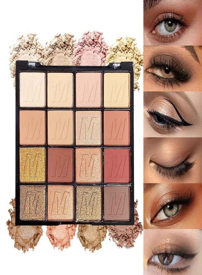 RoseFlower 16 Colors Brown Eyeshadow Palette, Brown Eyeshadow with Metallic and Matte Finishes, High-Pigment Eye Makeup Pallet with a Long-Wearing Formula, Eyeshadow Pallet for Halloween Parties Christmas - Image 1