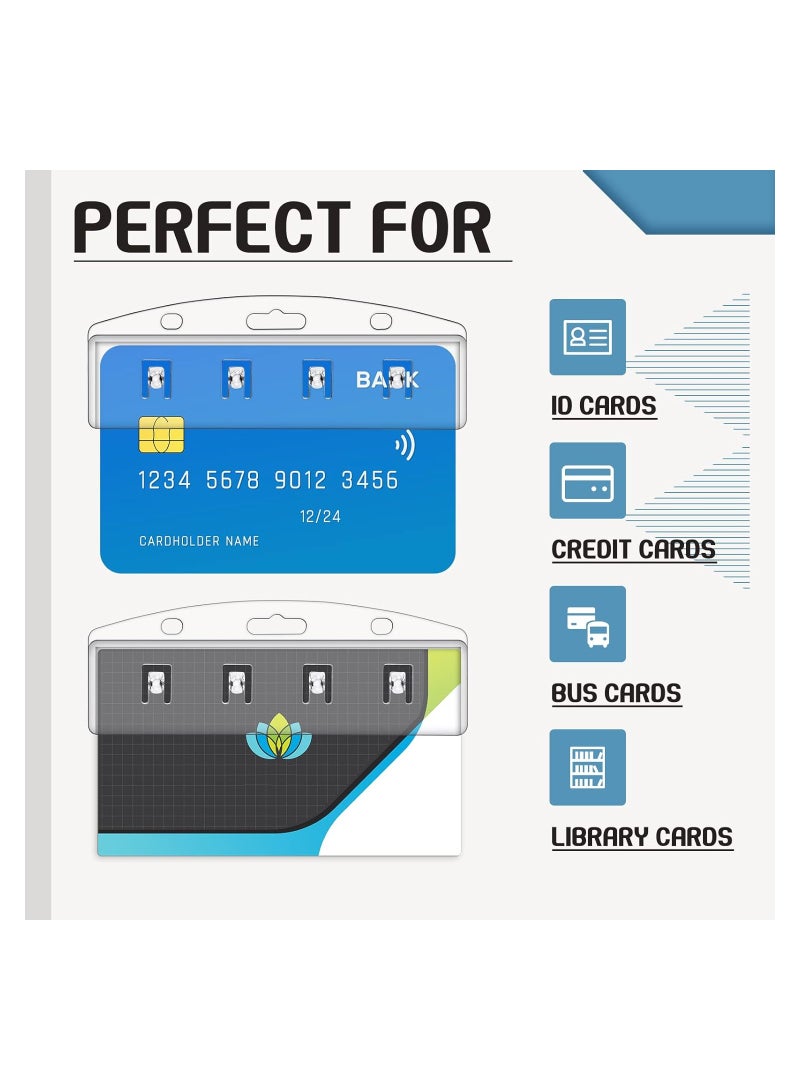 SOLARAE 30 حزمة من حاملي بطاقات الهوية الأفقية، أكمام بطاقات بلاستيكية صلبة مع مقبض، واقيات شفافة سهلة الوصول لبطاقات الائتمان المغناطيسية وبطاقات المرور، أكياس مصقولة. - Image 5