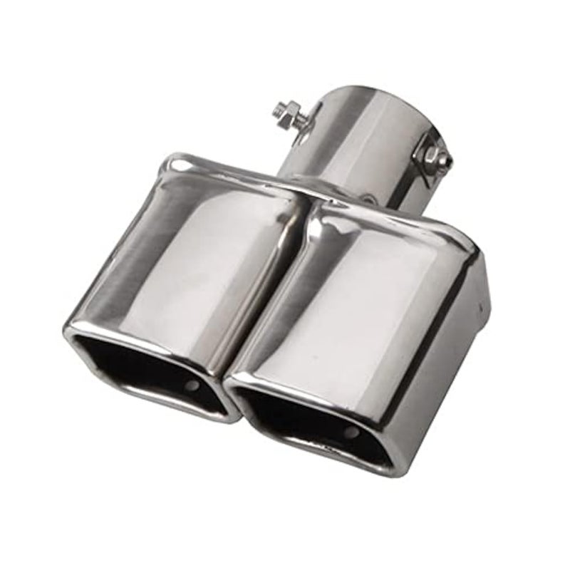 OtpOutopa Dual Exhaust Tips 25 inch Inlet Universal Stainless Exhaust Square Dual Tip Car Exhaust Pipe Modification Tail Throat Tail Pipe Muffler Tip StraightSilver